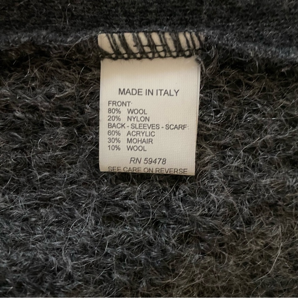 Stambecco Wool Mohair Cardigan Jacket Built-In Scarf Alpine European Style S - Picture 11 of 12